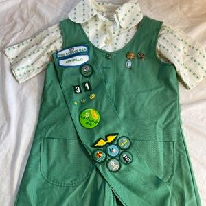 1970 Girl Scout Uniform and Sash with patches